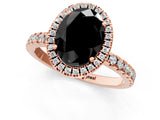 Rose gold Fancy Black Oval Cut Halo Diamond Pave Band with Prong Setting_1