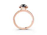 Rose gold Fancy Black Oval Cut Halo Diamond Pave Band with Prong Setting_3