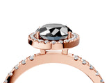 Rose gold Fancy Black Oval Cut Halo Diamond Pave Band with Prong Setting_4
