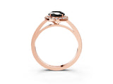 Rose gold Fancy Black Oval Cut Halo Diamond Ring with Solitaire Band and Prong Setting_3