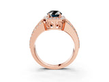 Rose gold Fancy Black Oval Cut Halo Diamond Ring with Split Shank and Four-Prong Setting_3