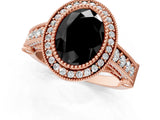 Rose gold Fancy Black Oval Cut Halo Diamond Split Shank Pave Ring_1