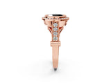 Rose gold Fancy Black Oval Cut Halo Diamond Split Shank Pave Ring_2