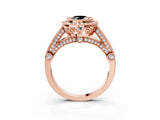 Rose gold Fancy Black Oval Cut Halo Diamond Split Shank Pave Ring_3