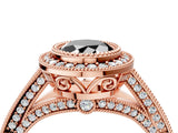 Rose gold Fancy Black Oval Cut Halo Diamond Split Shank Pave Ring_4