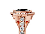 Rose gold Fancy Black Oval Cut Halo Diamond Split Shank Pave Ring_5