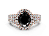 Rose gold Fancy Black Oval Cut Halo Pavé Diamond Engagement Ring with Split Shank and Four-Prong Setting_3
