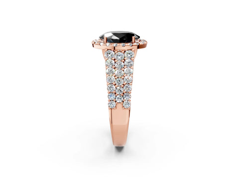 Rose gold Fancy Black Oval Cut Halo Pavé Diamond Engagement Ring with Split Shank and Four-Prong Setting_5