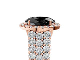 Rose gold Fancy Black Oval Cut Halo Pavé Diamond Engagement Ring with Split Shank and Four-Prong Setting_8
