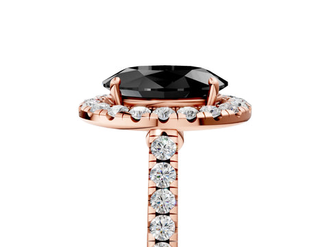 Rose gold Fancy Black Oval Cut Halo Pave Diamond Engagement Ring with Four-Prong Setting_5