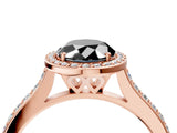 Rose gold Fancy Black Oval Cut Halo Round Diamond Pavé Band with Four-Prong Setting_7