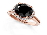 Rose gold Fancy Black Oval Cut Halo Round Diamond Solitaire Engagement Ring with Pave Band and Four-Prong Setting_13