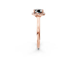 Rose gold Fancy Black Oval Cut Halo Round Diamond Solitaire Engagement Ring with Pave Band and Four-Prong Setting_14