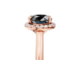 Rose gold Fancy Black Oval Cut Halo Round Diamond Solitaire Engagement Ring with Pave Band and Four-Prong Setting_17