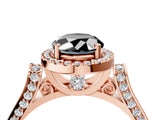 Rose gold Fancy Black Oval Cut Halo Round Diamond Twist Band with Four-Prong Setting_4