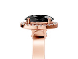 Rose gold Fancy Black Oval Cut Halo Round Diamond Twist Band with Four-Prong Setting_5