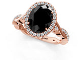 Rose gold Fancy Black Oval Cut Halo Twist Band with Four-Prong Setting_13