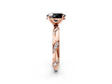 Rose gold Fancy Black Oval Cut Solitaire Diamond Engagement Ring with Twisted Pave Band and Four-Prong Setting_5