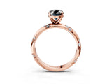 Rose gold Fancy Black Oval Cut Solitaire Diamond Engagement Ring with Twisted Pave Band and Four-Prong Setting_6