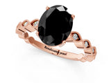 Rose gold Fancy Black Oval Cut Solitaire Diamond Ring with Infinity Twist Band and Four-Prong Setting_1