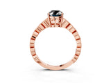 Rose gold Fancy Black Oval Cut Solitaire Diamond Ring with Infinity Twist Band and Four-Prong Setting_3