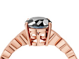 Rose gold Fancy Black Oval Cut Solitaire Diamond Ring with Infinity Twist Band and Four-Prong Setting_4