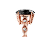 Rose gold Fancy Black Oval Cut Solitaire Diamond Ring with Infinity Twist Band and Four-Prong Setting_5