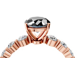 Rose gold Fancy Black Oval Cut Solitaire Diamond Ring with Pave Band and Four-Prong Setting_4