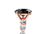Rose gold Fancy Black Oval Cut Solitaire Diamond Ring with Pave Band and Four-Prong Setting_5