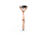 Rose gold Fancy Black Oval Cut Solitaire Diamond Ring with Prong Setting and Plain Band_2