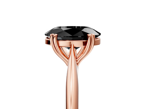 Rose gold Fancy Black Oval Cut Solitaire Diamond Ring with Six-Prong Setting and Classic Band_5
