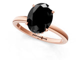 Rose gold Fancy Black Oval Cut Solitaire Engagement Ring with Cathedral Band and Four-Prong Setting_1