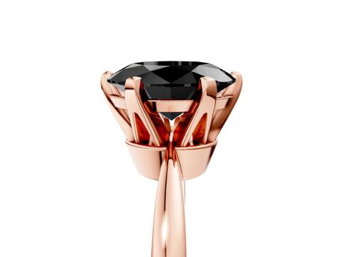 Rose gold Fancy Black Oval Cut Solitaire Engagement Ring with Six-Prong Setting and Tapered Band_5