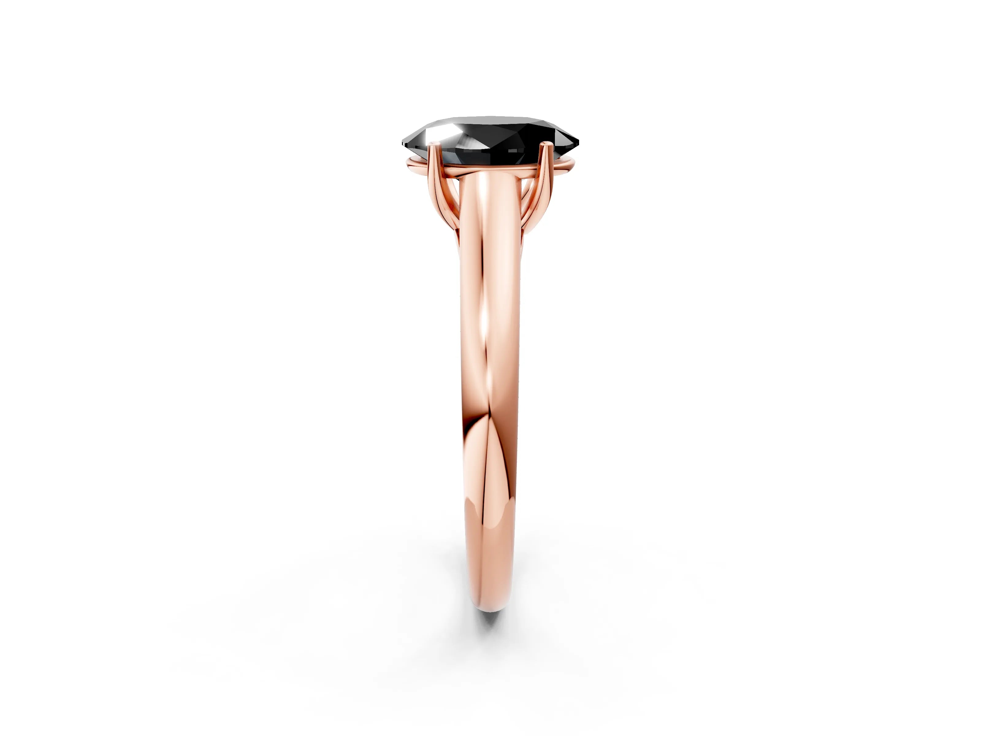 Rose gold Fancy Black Oval Cut Solitaire Engagement Ring with Tapered Band and Four-Prong Setting_5