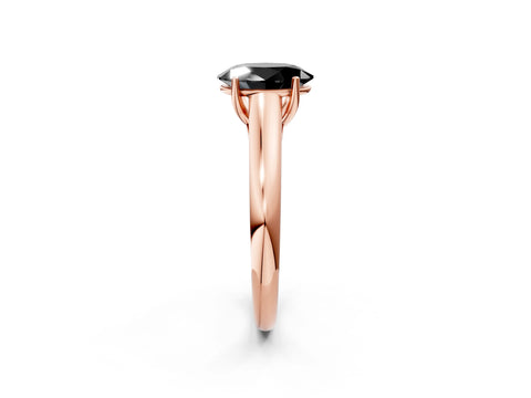 Rose gold Fancy Black Oval Cut Solitaire Engagement Ring with Tapered Band and Four-Prong Setting_5