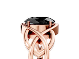 Rose gold Fancy Black Oval Cut Solitaire Intertwined Band Prong Setting Ring_5