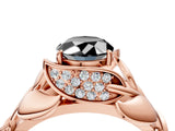 Rose gold Fancy Black Oval Cut Solitaire Leaf-Inspired Engagement Ring with Prong Setting_16