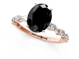 Rose gold Fancy Black Oval Cut Solitaire Marquise Side Stone Prong Setting Ring_1