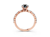 Rose gold Fancy Black Oval Cut Solitaire Marquise Side Stone Prong Setting Ring_3