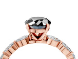 Rose gold Fancy Black Oval Cut Solitaire Marquise Side Stone Prong Setting Ring_4