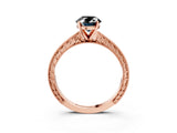 Rose gold Fancy Black Oval Cut Solitaire Milgrain Engraved Band with Four-Prong Setting_3