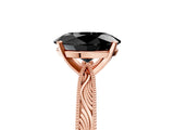 Rose gold Fancy Black Oval Cut Solitaire Milgrain Engraved Band with Four-Prong Setting_5