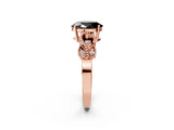 Rose gold Fancy Black Oval Cut Solitaire Milgrain Leaf Band with Prong Setting_2