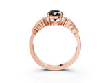 Rose gold Fancy Black Oval Cut Solitaire Milgrain Leaf Band with Prong Setting_3