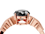Rose gold Fancy Black Oval Cut Solitaire Milgrain Leaf Band with Prong Setting_4