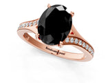 Rose gold Fancy Black Oval Cut Solitaire Pavé Band with Four-Prong Setting_1