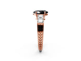 Rose gold Fancy Black Oval Cut Solitaire Princess Side Stone Engraved Band Prong Setting Ring_2