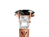 Rose gold Fancy Black Oval Cut Solitaire Princess Side Stone Engraved Band Prong Setting Ring_5