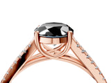 Rose gold Fancy Black Oval Cut Solitaire Split Shank Pavé Diamond Engagement Ring_4