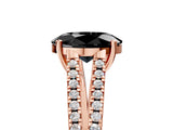 Rose gold Fancy Black Oval Cut Solitaire Split Shank Pavé Diamond Engagement Ring_5